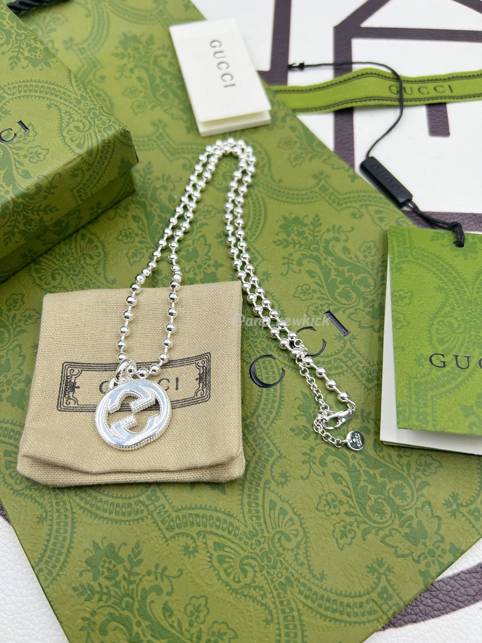 Gucci Interlocking Necklace Silver (5) - www.newkick.vip